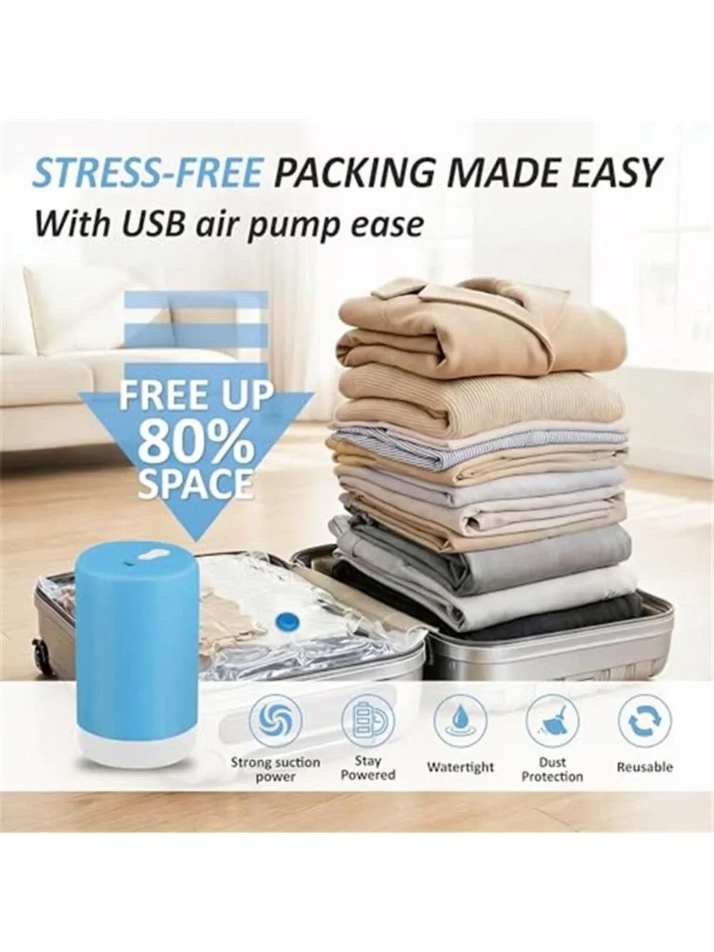 Vacuum Storage Bags Travel Compression Bags Electric Pump Space Saving Set